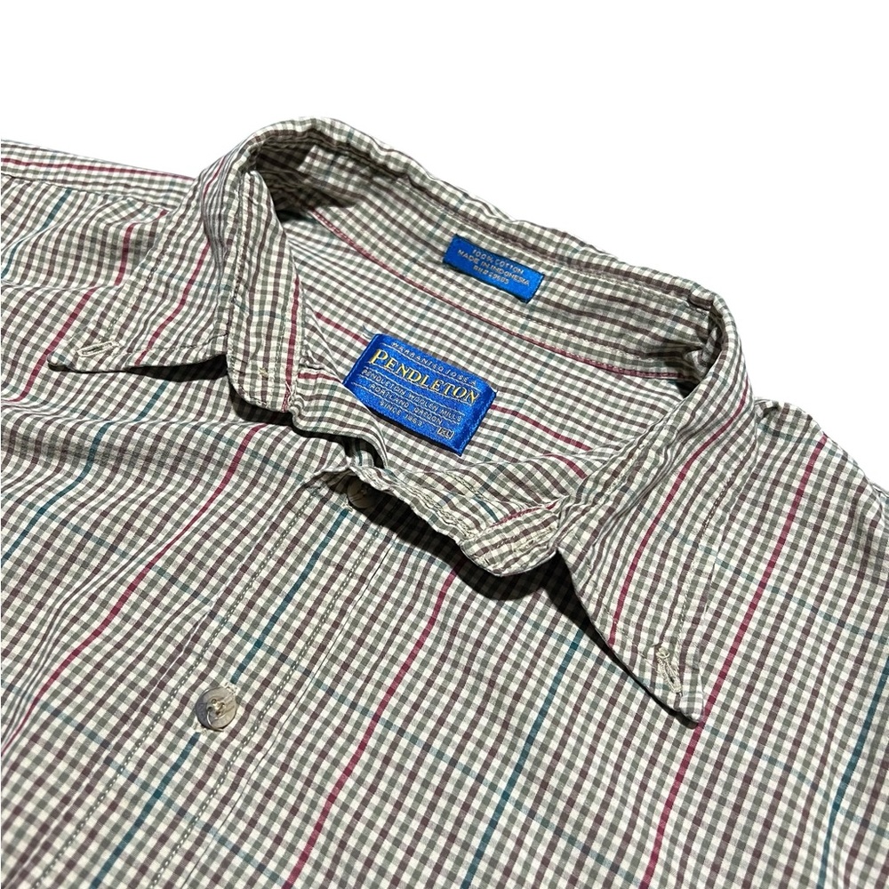 Pendleton Men’s Neutral/Brown Plaid Long Sleeve Button-Up Shirt Size XL